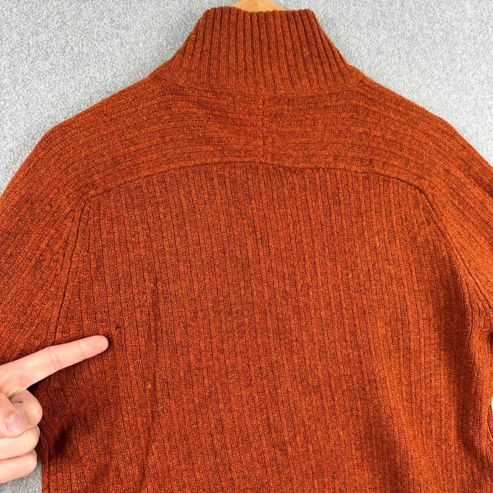 Banana Republic Sweater Mens M Orange Lambswool Cashmere 1/4 Zip‎ Elbow Patches